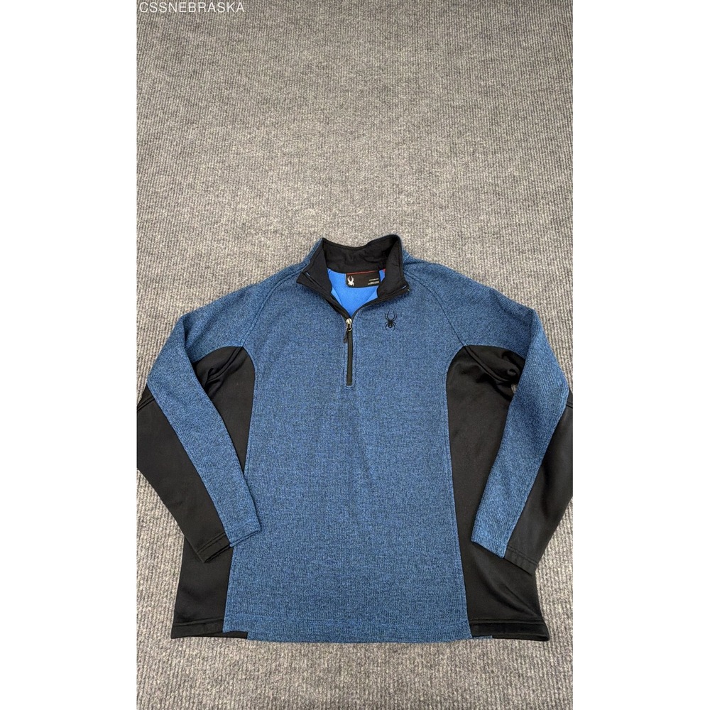 Spyder Blue/Black Men's Outbound half-zip fleece pullover - Size XXL
